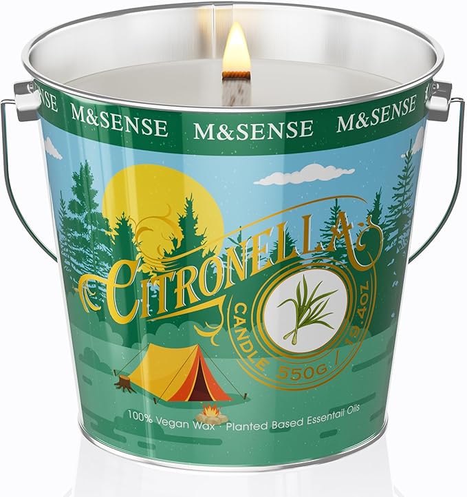 M&SENSE Citronella Candles Outdoor, Citronella Eucalyptus Scented Candle 19.4 oz,Eucalyptus Lemongrass Candle Outdoor,Lemongrass Summer Citronella Candles for Patio Camping, 110 Hours Burn