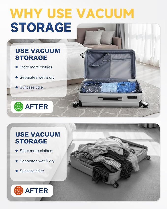 Vacuum Storage Bags with Electric Pump, Jumbo Space Saver Vacuum Seal Bags for Clothes, Blankets and Bedding, Storage Bags Vacuum Sealed with Extra Large Compression Design (Jet)