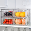 Clemate 4Pack Clear Stackable Kitchen Storage Organizer,Pantry Organizers and Storage,Foods Organizer Bins with Handles, Easily Assemble for Bathroom, Kitchen, Refrigerator, Pantry, Cabinet, Closet
