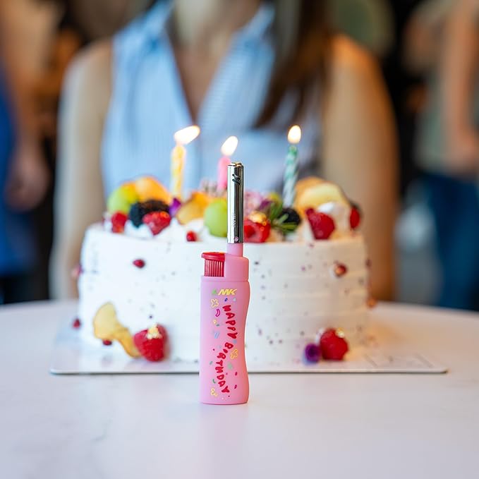 MK Lighter Collector’s Edition Refillable Candle – Multipurpose Jet Flame Butane with Long Wand for Indoor & Outdoor Use Gift Couples Friends Family (Birthday-5PC)