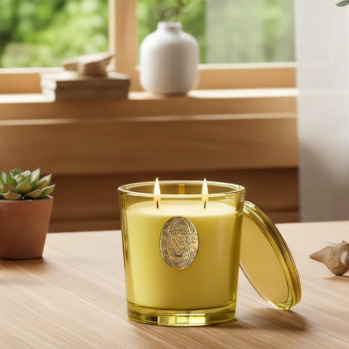 M&SENSE Large Two-Wick Soy Candle | Seattle Rainforest & Matcha Green |19.8 oz, 120H Burn Time | Luxury Scented Candle for Relaxation, Gifting, Home Décor | Ideal for Bedroom, Office, Party Ambiance