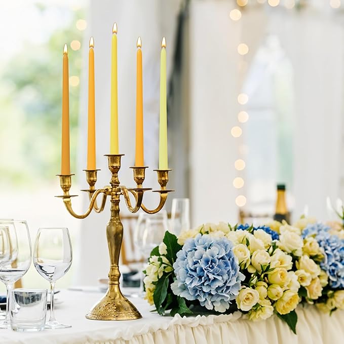 Viyffo Taper Candles, 12 Inch, 4 Pack, Yellow – Unscented, Smokeless Design, Up to 8-Hour Burn – Tall Candlesticks for Table Decor, Weddings & Dinners