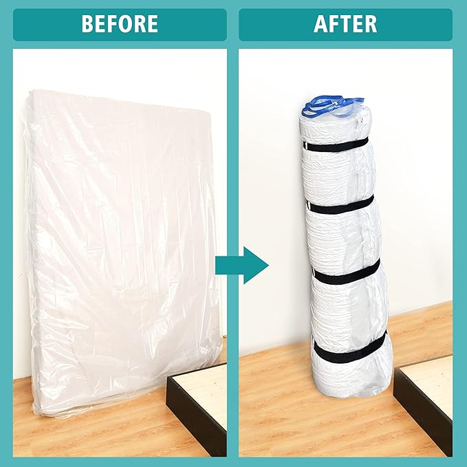 Queen Size Mattress Vacuum Bag for Memory Foam/Latex Mattress Upto 14 Inch, Moving Shipping and Storage, Waterproof and Airtight with 4 Adjustable Straps