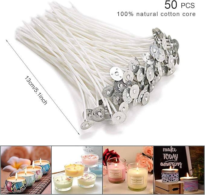 DINGPAI Candle Making Supplies, DIY Candles Craft Tools Including Candle Make Pouring Pot, Candle Wicks, Candle Wicks Sticker, 3-Hole Candle Wicks Holder, Candle Tins and Spoon