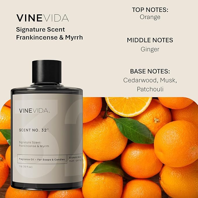 VINEVIDA [16oz] Frankincense & Myrrh Fragrance Oil for Candle Making and Soap Making - Premium Candle Scents for Soy Candles