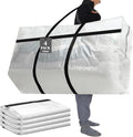 4 Pcs 96 Gallon Extra Large Moving Bags Heavy Duty Storage Bag with Strong Zipper Handle Foldable XXL Jumbo Storage Tote Packing Moving Box for College Dorm Travel Cloth Duffle (Clear)