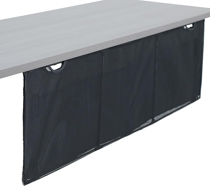 VIVO Black 48 inch Under Desk Privacy and Cable Management Organizer Sleeve, Wire Hider Kit Panel System, DESK-SKIRT-48