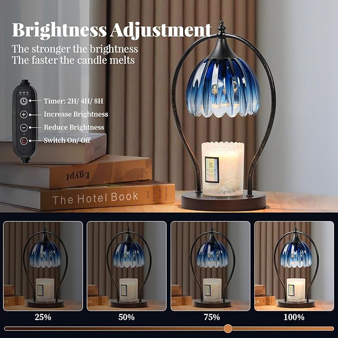 GOODBUY Candle Warmer Lamp with Timer Dimmable: Electric Candle Warmer Birthday Gifts for Women Mom - Candle Lamp Warmer House Warming Gifts New Home Decor - Wax Warmer for Jar Candles with 2 Bulbs