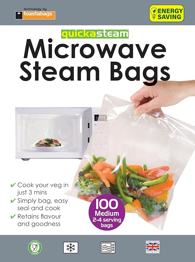 Toastabags Microwave steam (Pack of 100) Medium Bags, 21 x 16.5 x 1.75 cm