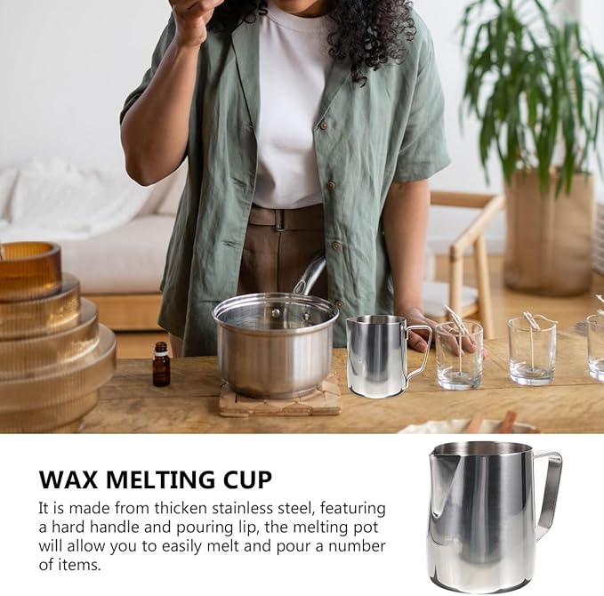 Healifty Wax Melting Pot Pitcher, Stainless Steel Candle Making Double Boiler with Pouring Spout for Beeswax Water Bath for Chocolate Milk Sauces 300ml