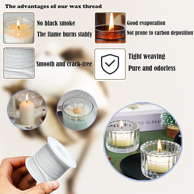 31PCS Wick Kits for Candle Making Wicks Inserting Nursing with Storage Bag Large Hole Needles for Silicone Candle Mold Hook Eye Punch Needle,7in Wicks Trimmer & Dipper,Wick Roll 200 Ft ect