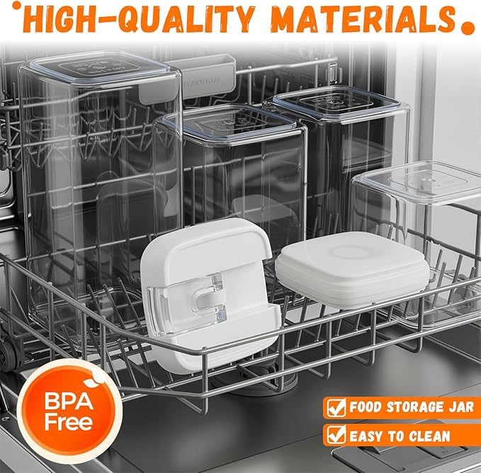 Airtight Food Storage Containers with Lids 7 pcs Plastic Kitchen and Pantry Organization Canisters for Cereal, BPA Free Kitchen Canisters for Spaghetti, Pasta (Airtight Food)