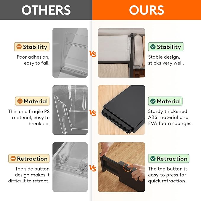 Lifewit 9 Pack Drawer Dividers 4" High 28-43.5cm/11-17" Adjustable Drawer Organizer for Clothes/Utensils, Expandable Drawer Separator in Dresser/Kitchen/Bedroom/Office Organization & Storage Black