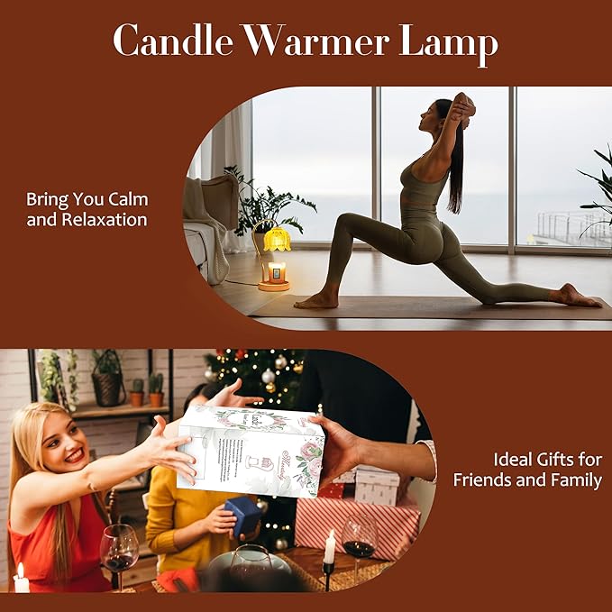 Dimmable Flower Candle Warmer Lamp with Timer - Compatible with Various Candles - Christmas & Mother's Day Gift for Women，Vintage Bedroom Home Decor