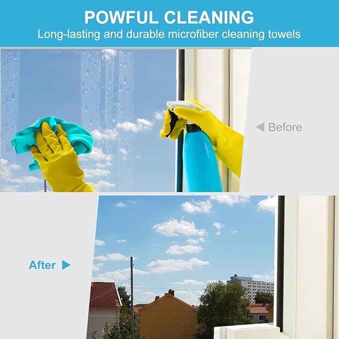 BeiLan Microfiber Cleaning Cloth: 24 Pack Cleaning Towels with 5 Color Assorted - 12"x12" All-Purpose Microfiber Clothes for Home/Kitchen/Car/Window/Glass