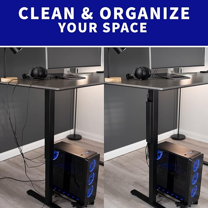 VIVO Steel Magnetic 14 inch Cable Management Channel for Under Desk Leg, No Drill Cord Organizer for Home Office, Black, DESK-AC01-1MB