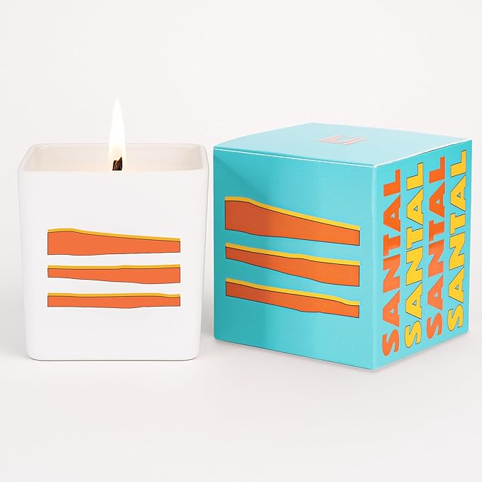 Lulu Candles | Santal Scented Candle – Creamy Sandalwood & Warm Woods Aroma, Long-Lasting Clean Burn Candle for Home Décor, Relaxation & Gifts – (9 Oz. Wood Wick Candle)