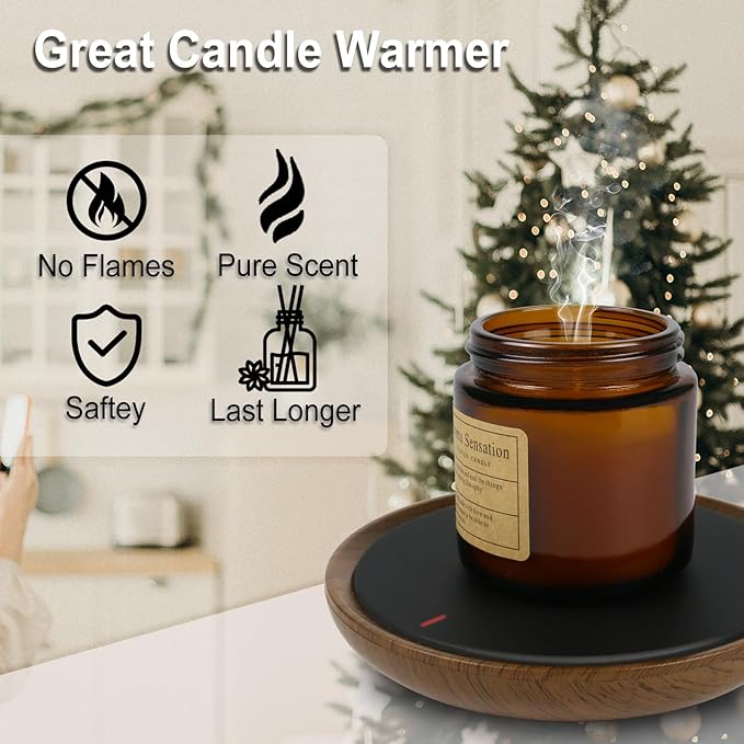 Coffee Mug Warmer, Candle Warmer Plate Wood Grain Style, Wax Melt Warmer for Scented Wax, Electric Coffee Warmer for Desk, Coffee Cup Warmer with Auto Shut Off