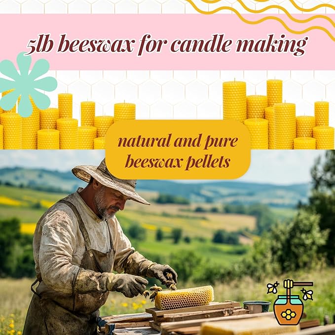 Beeswax Candle Making Kit for Adult, Make Your Own Beeswax Candle Kit Including Wax Melter Temperature Control,Cotton Wick,Wick Stickers