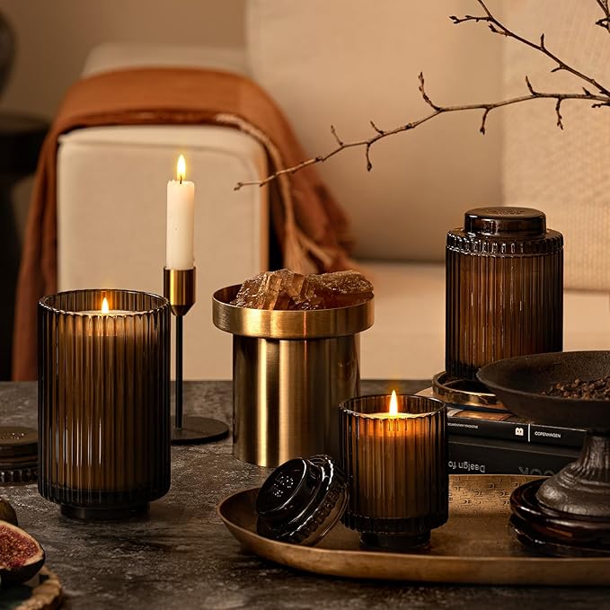 LA JOLIE MUSE Sandalwood Candles, Scented Candles for Home, Candle Gifts for Women & Men, Glass Jar Candle, 40 Hours Burning Time, Santal Himalayen, 7oz