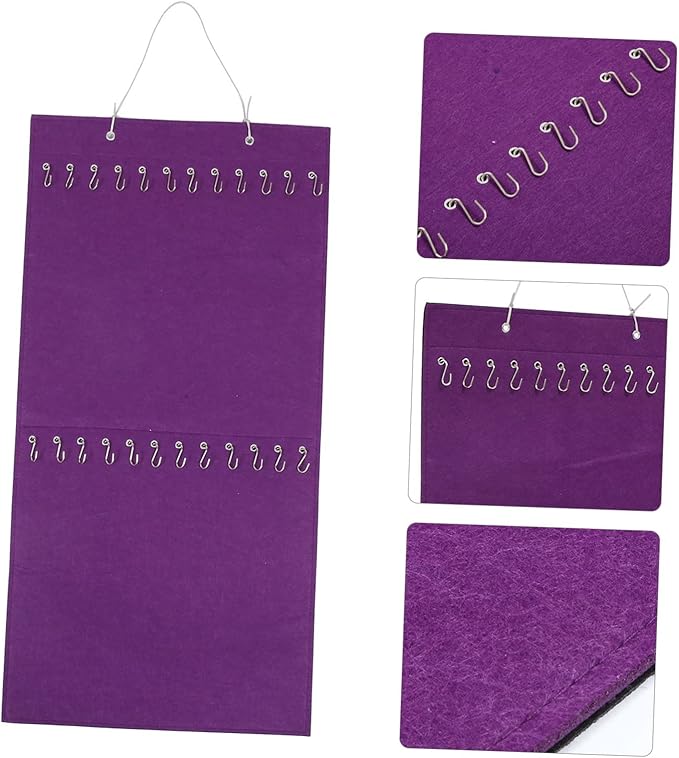 Levemolo 1set Hanging Storage Bag for Home Organization Felt Material Jewelry Organizer Hooks for Earrings Hair Ties Necklaces for Bedroom and Closet Storage