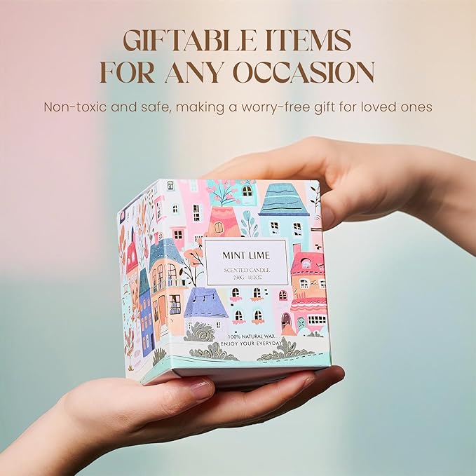 M&SENSE Mint Lime Candles for Home Scented - 10.2 oz Soy Wax Candles Non Toxic 60 Hours Long Burning Funny Candles Home Decor Gifts for Stress Relief, Meditation, Calm, Yoga