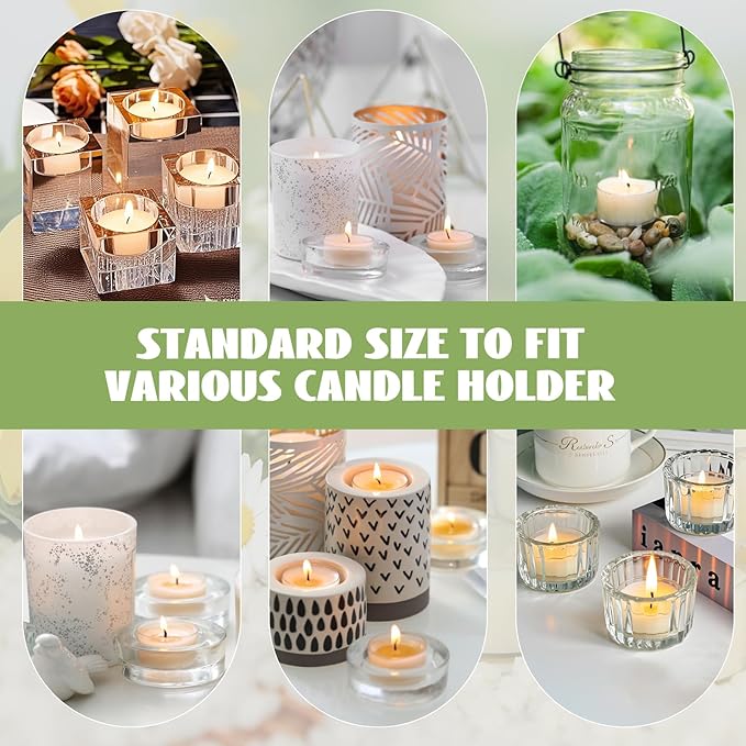 48Pcs White Beeswax Tea Light Candles-4 Hour Burn Time,100% Pure Natural Beeswax-Clean Burning & Air Purifying, Smokeless Bulk Tea Lights for Spa,Meditation,Wedding & Home Decor