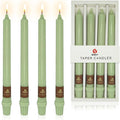 Green Taper Candle 10 Inch Long Candlesticks Unscented Dripless Tapered Candle Set for Home Decor Wedding Party Dinner Candles, 4 Pack