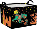 Halloween Basket Gift Cute Pumpkin Ghost Parties Decor Kid Trick or Treat Basket for Boys and Girls Rectangular Storage Bin Box (Dinosaur)