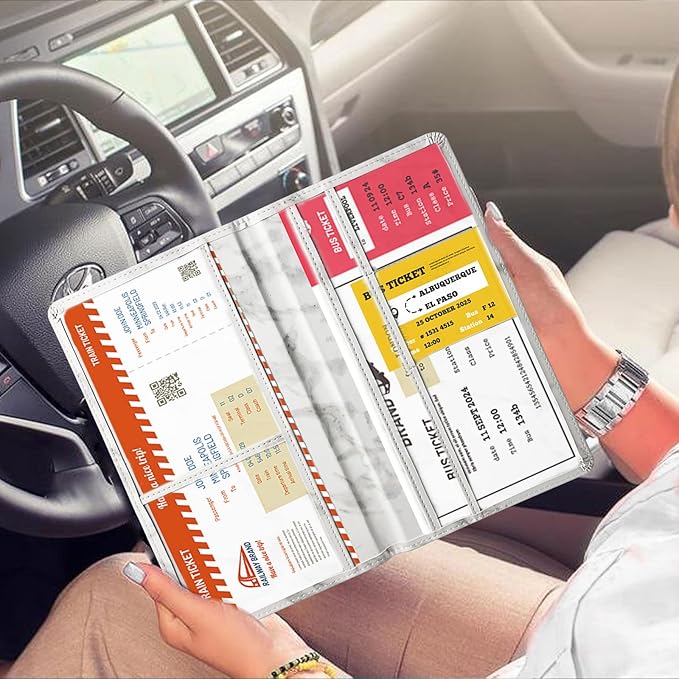 Car Registration and Insurance Card Holder - Leather Vehicle Glove Box Automobile Documents Paperwork Wallet Case Organizer for ID, Driver's License, Key Contact Information Cards - Men&Women