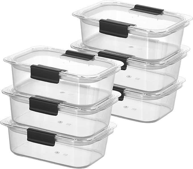 HEFA Food Storage Containers, Meal Prep Containers, Lunch Box with Airtight Lids, Kitchen Organizers and Storage for Leftovers (Crystal, 6 Pack)