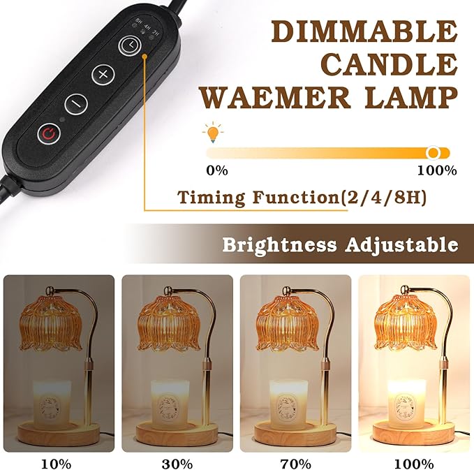 Funistree Candle Warmer Lamp for Yankee Jar Candles, Height Adjustable Candle Warming Lamp with Timer, Birthday Gifts for Women Her Wife, Mom Gifts, House Warming Gift New Home Decor