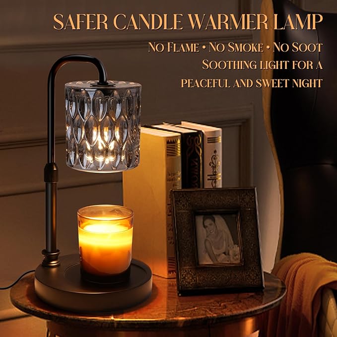 Candle Warmer Lamp with Timer &Dimmer, Adjustable Height Candle Wax Warmer Warming Lamp with 2x50W Bulbs for Scented Candles for Housewarming Bedroom Home Decor Mom Women