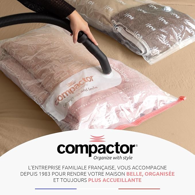 Compactor Set of 5 Space Saving Vacuum Storage Bags, Extra-flat, Size XL, 80 x 130 cm, Transparent, Aspispace Range, RAN8112