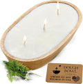 Dough Bowl Candle Co. Honeysuckle Jasmine Soy Candle - 3 Wick Rustic Farmhouse Coffee Table Decor, Odor Eliminator in Wooden Bowls, 20 Oz Wooden Dough Bowl Candle, All-Natural Gifts for Women or Men