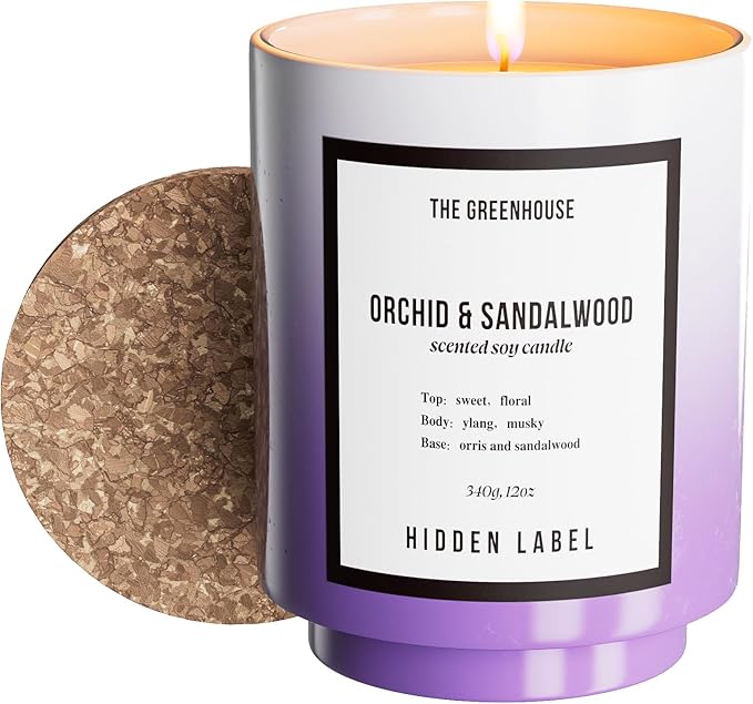 Orchid Sandalwood Scented Candle, 12oz Natural Soy Wax, 75Hours Long Lasting,Clean Burn, Pretty Aromatherapy Candle for Home Scented,Stress Relief, Meditation, Yoga & Relaxation
