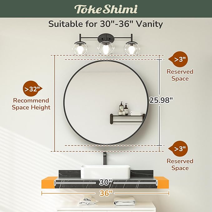 TokeShimi 26x26 Round Medicine Cabinet for Bathroom,Gold White Circle Medicine Cabinet with Mirror Shatterproof,Detachable Shelves,Wall Mounted Only