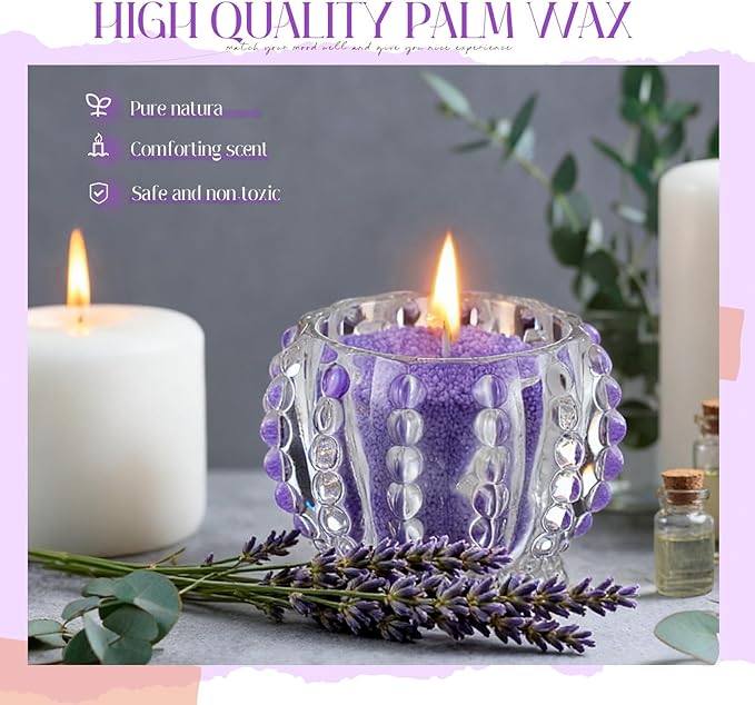 Pearled Scented Candle 2.2 lb Sand Wax Scented Sand Candle Mother's Day Kit for Women Love Gifts with Box 50 Wicks for Mother's Day Wife Couples Mother(Purple,Lavender Scent)