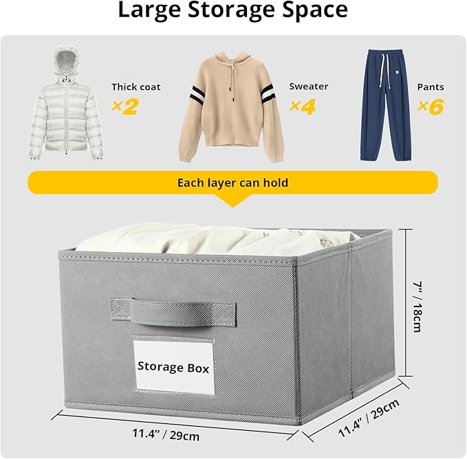 BrilliantJo 2 Pack 6 Shelves Hanging Closet Organizer with 2 Drawer, Hanging Storage with 4 Side Pockets for Clothes Shoes, 43.5"x12"x12"(Gray)