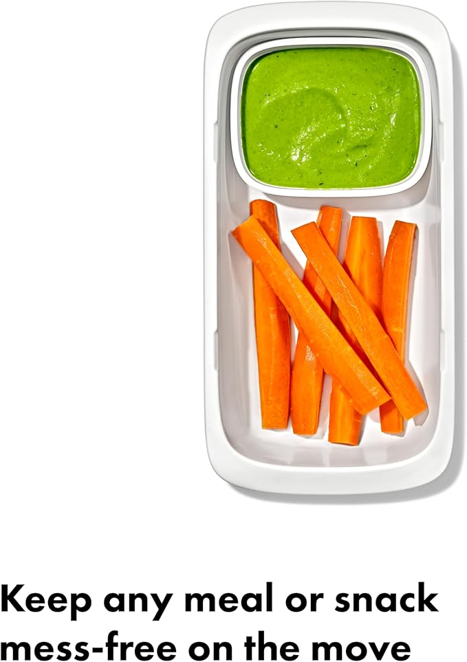 OXO Good Grips Prep & Go Snack & Dip Container, Snack Fuss-Free on the Move, Leakproof Reusable Small Meal Food Storage and Lid, Food Containers with Lids, Snack Organizer, 1.6 Cups/0.4 L