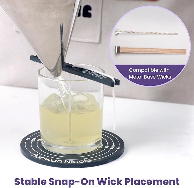 BOOWAN NICOLE Universal Wick Centering Setter Tool for Candle Making - Center & Set Wicks in 1 Second, Wick Holder for Most Candle Jar & Refill Sizes (A0355)