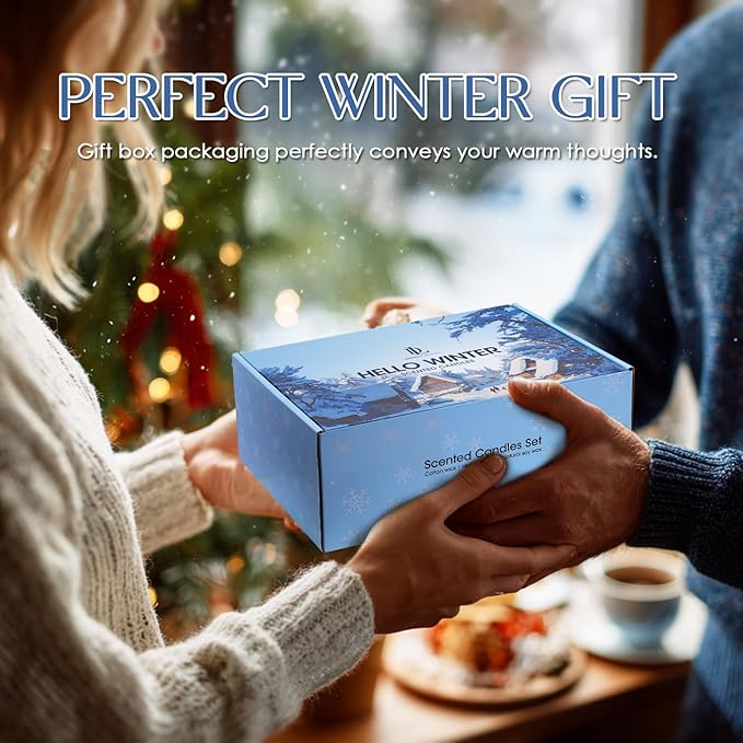 Winter Candle Set, 6 Pack Soy Candles for Home,Candle Gifts for Women Men, Winter Scents of Gingerbread/Apple Cinnamon/Coffee Latte/Pine Cedarwood/Amber Wood/Cashmere Sweater