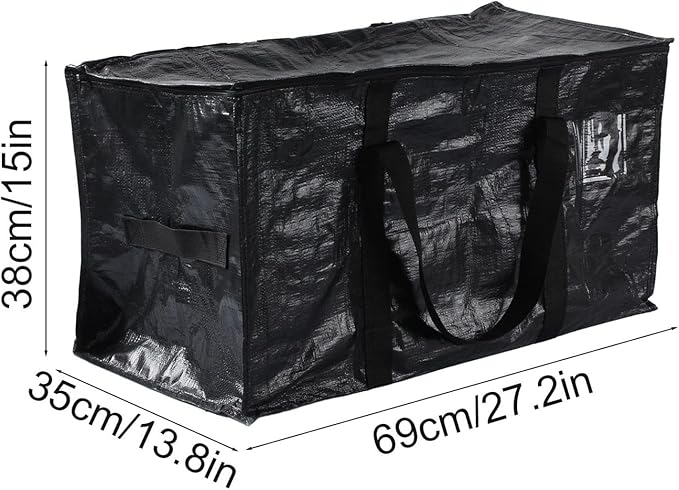 Large Moving Storage Bags Heavy Duty Woven Bags with Zipper & Handles for Clothes Blankets Travel (A-3PC)