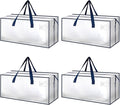 HealSmart 4 Pack Extra Large Moving Bags with Zippers & Carrying Handles, Heavy-Duty Storage Tote Moving Boxes for Dorm Room Essentials Storage Bags, Clear