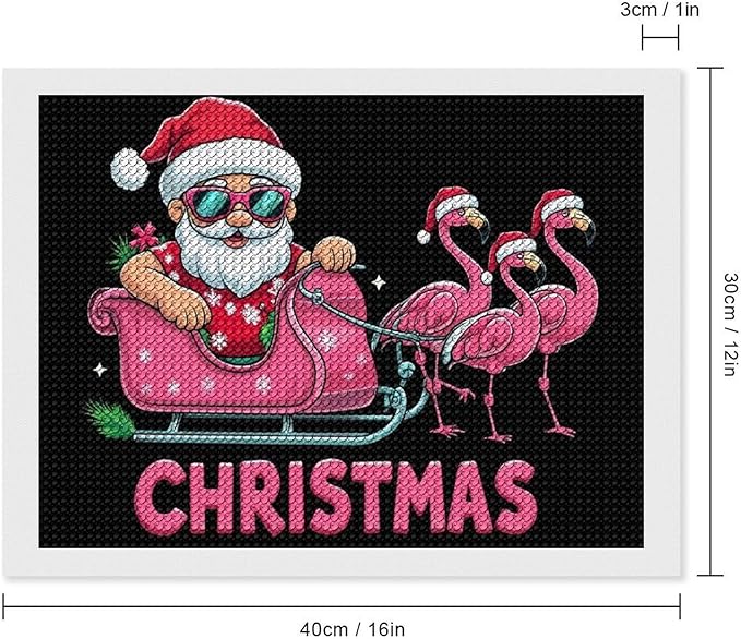 AIVKIEJK Diamond Painting Kits for Adults - Christmas Santa Flamingo Xmas Painting DIY 5D Full Drill Diamond Dots Paintings with Diamonds Gem Art and Crafts Home Decor 12"x16"