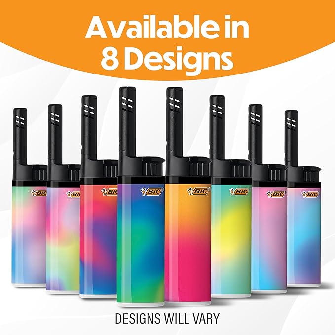 BIC EZ Reach Lighters, Long Candle Lighter with Extended Wand, Gradient Designs, 6-Pack