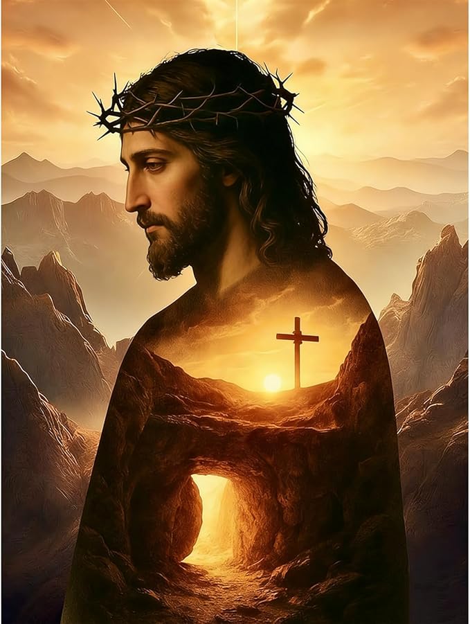 cviokrdu Jesus Diamond Art Kits for Adults, Christians Diamond Painting Kits for Adults, Religion Round 5D Gem Painting Kit Arts for DIY Crafts Gift Home Wall Decor 12x16inch