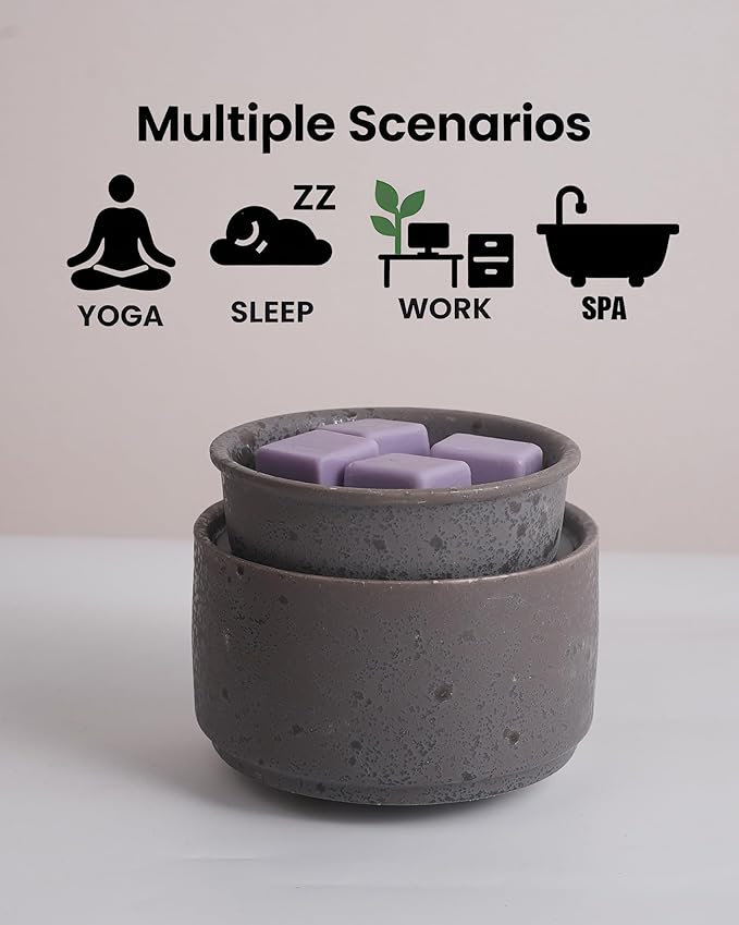 Ceramic Electric Wax Melt Warmer & Cube Oil Melter Cute Small Warmers Aromatherapy for Home Decorative Burner Melts Scented Candle Tart Scent Warm Fragrance (Grey Style)