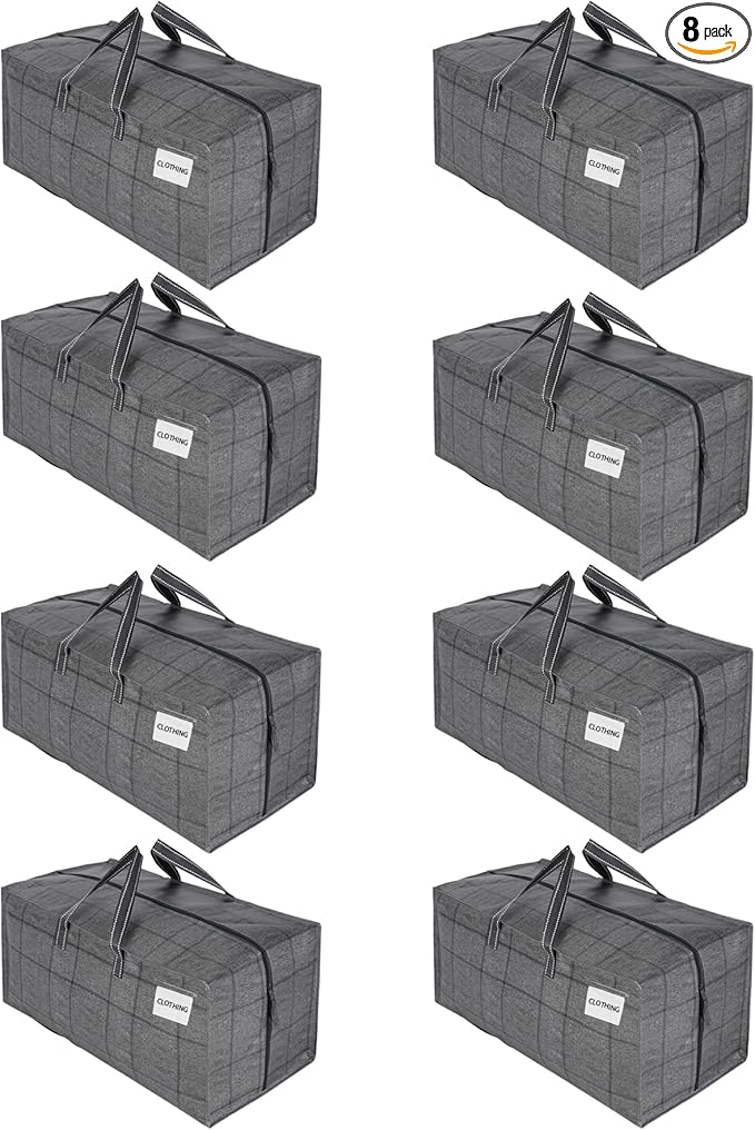 VENO 8 Pack Heavy Duty Moving Bags with Backpack Straps, Zippers & Handles, Extra Large Packing Bags for College Dorm Essentials, Moving Supplies Alternative to Cardboard Moving Boxes