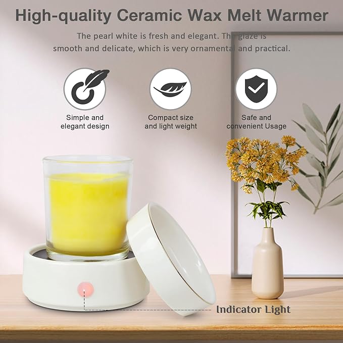 Bobolyn Wax Melt Warmer Candle Burner - Electric 3-in-1 Essential Oil Burner Ceramic Fragrance Candle Wax Burner for Scented Wax Tarts Candle Jars Essential Oils Home Office Bedroom Gift Decor